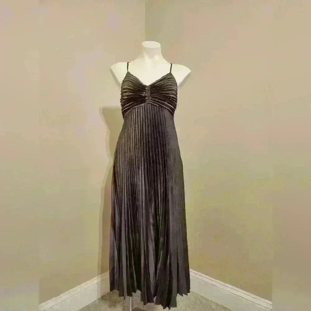 Banana Republic Black Pleated Maxi Slip Dress
